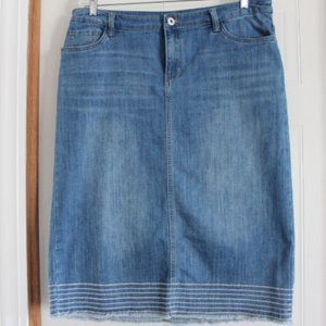 CJ Banks Denim Midi Skirt